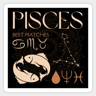 Pisces Horoscope Sign Celestial Zodiac Art Sticker